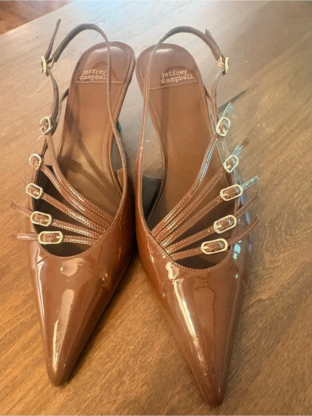 Jeffrey Campbell- LASH 2 SLING BACK IN BROWN PATENT
